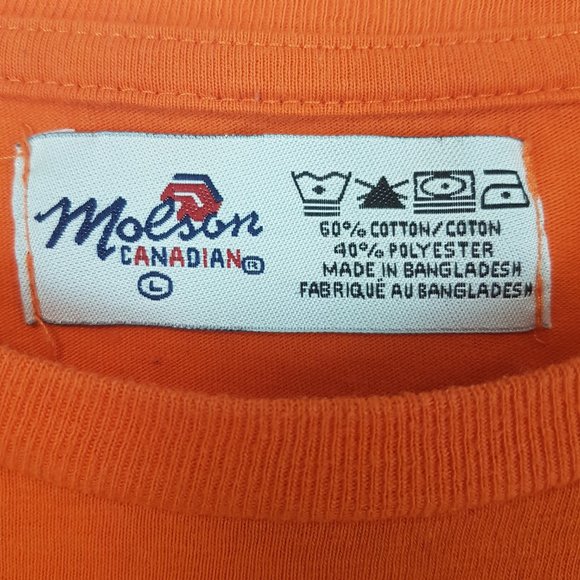 Vintage Molson Canadian Tee Shirt Large US L Edmonton Oilers 1984 Mark Messier - Picture 3 of 10